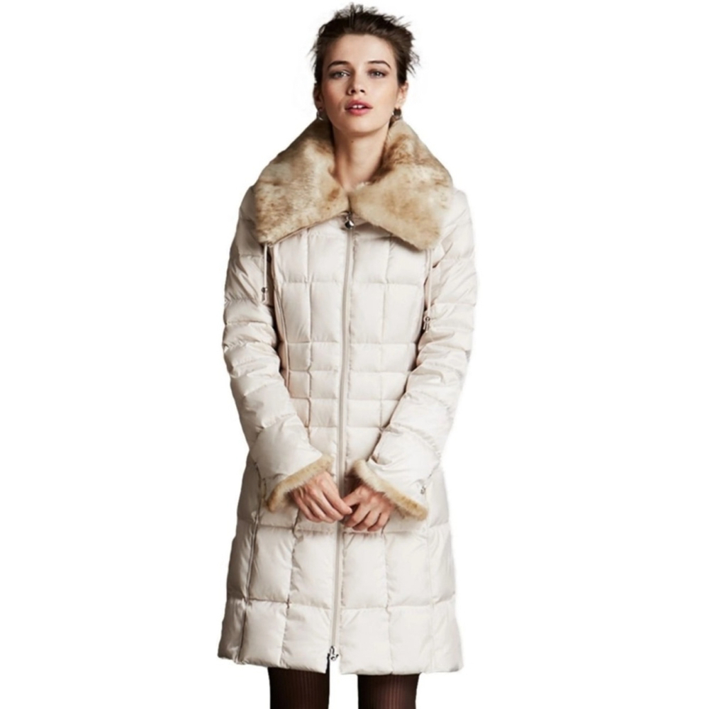 Laundry by Shelli Segal Women's Faux-Fur-Trim Hooded Puffer Coat Size M